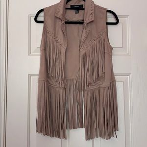 Faux Suede Fringe Vest